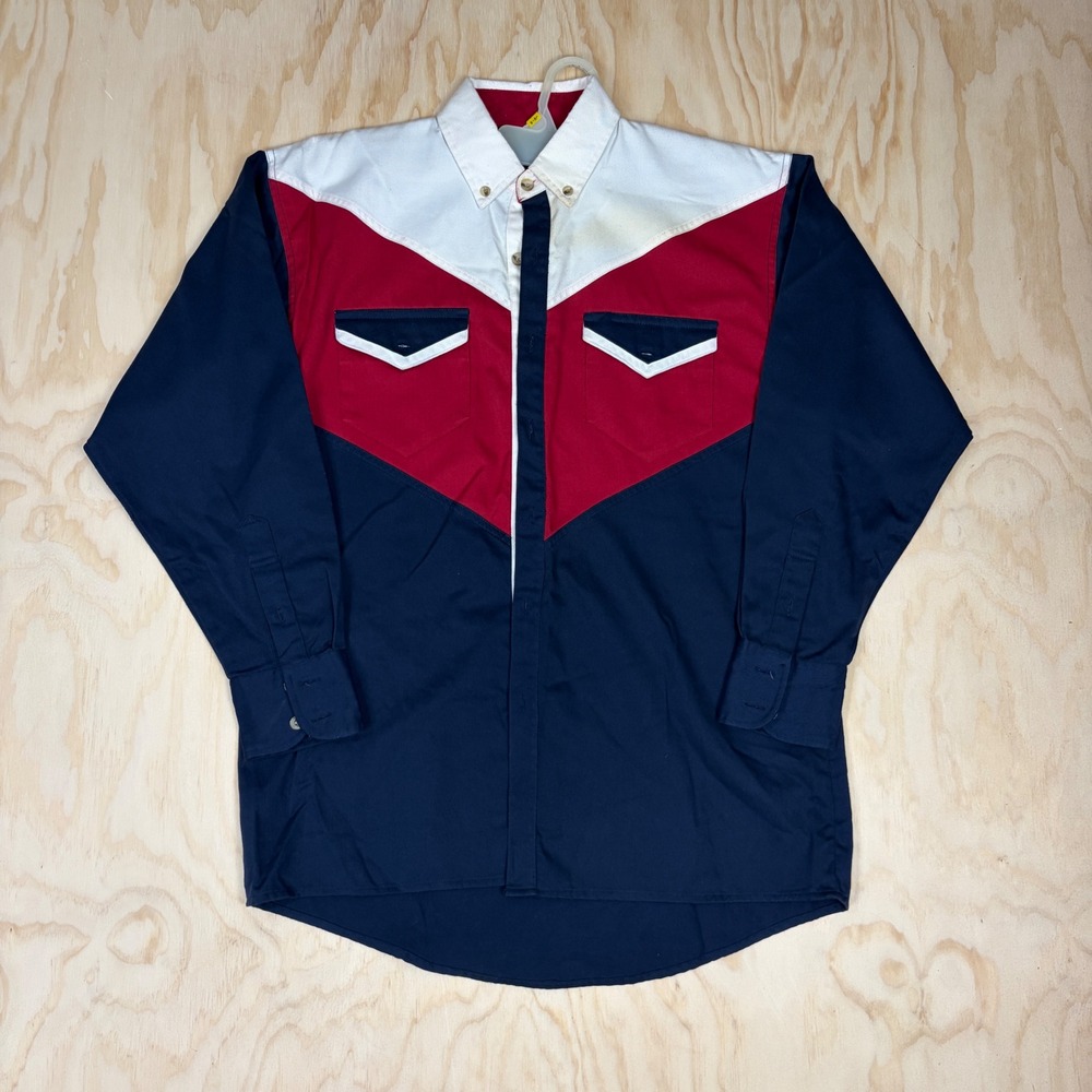 Spindle River Classics Mens Western Colorblock Shirt Navy Red White Medium